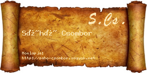 Sáhó Csombor névjegykártya